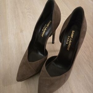 Yves Saint Laurent Paris Suede Brown Woman's Heels